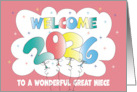 New Year’s 2026 for Great Niece Inflated Colorful Balloon Date card
