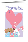 Congratulations to New Foster Mom, Staffed Animals & Large Heart card