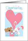 Congratulations to New Foster Parents, Stuffed Animals & Heart card