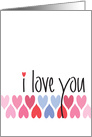 Valentine with Colorful Heart Pattern & Hand Lettered I Love You card