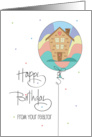 Birthday from Realtor with Rainbow Balloon Filled with Little Cottage card