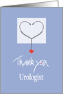 Thank you Urologist, Stethoscope & Red Heart with Hand Lettering card