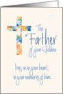 Sympathy Father of Children, Stained Glass Cross & Hand Lettering card