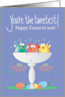 Easter for Her To a Sweet Lady Three Birds in Spring Bird Bath card