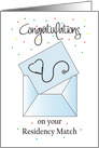Congratulations on Residency Match, Envelope with Stethoscope card