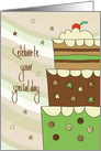 Birthday for Army Soldier or Veteran, Khaki Stacked Cake with Stars card