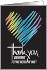 Hand Lettered Thank You for Volunteering Brush Heart Works of Heart card