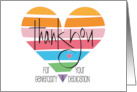 Hand Lettered Rainbow Striped Heart Thank You to Outstanding Volunteer card