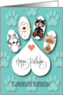 Hand Lettered Birthday for Veterinarian Paw Print with Dogs and Cats card