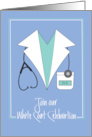 Invitation to White Coat Ceremony with White Coat and Stethoscope card