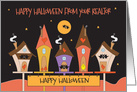 Halloween from Realtor, Birdhouses with Birds, Bats and Hearts card