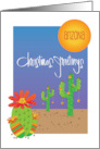 Christmas Greetings from Arizona Saguaro Prickly Pear Decorated Cacti card