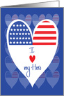 Veterans Day for Wife, I Love my Hero, with Patriotic Heart card