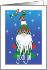 Ett Julkort Svenska med liten elva tomte med hatt och sn card
