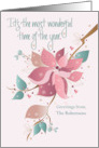 Christmas Poinsettia Most Wonderful Time of Year with From Custom Name card