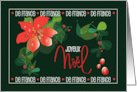 Lettrage  la Main Joyeux Noel Franais Avec Rouge Poinsettia card