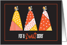 Halloween for Sweet Sister with Trio of Decorated Candy Corn Pumpkins card