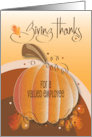 Hand Lettered Thanksgiving for Valued Employee Pumpkin and Leaves card