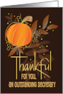Thanksgiving for Outstanding Secretary with Fall Leaves and Pumpkin card