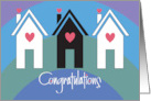 Hand Lettered Congratulations on Your New Home Rainbow Houses card