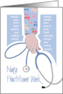 Hand Lettered Nurse Practitioner Week Arm in Scrubs with Stethoscope card