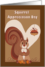 Squirrel Appreciation Day, Bushy Tailed Squirrel with Acorns card