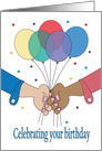 Gay Birthday Wishes for Boyfriend, Interracial with Balloons card