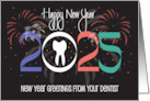 Hand Lettered New Year 2023 from Dentist with Fireworks and Tooth card