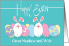 Easter for Great Nephew & Wife, Decorated Eggs & White Bunnies card