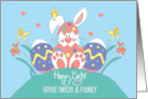 Hand Lettered Easter for Great Niece and Family Bunny in Polka Dot Egg card