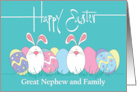 Easter for Great Nephew & Family, Decorated Eggs & White Bunnies card
