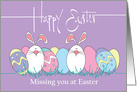 Missing You at Easter, Decorated Easter Eggs & 2 White Bunnies card