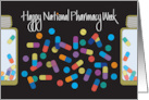 Hand Lettered National Pharmacy Week with Bright Colored Capsules card