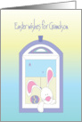 Easter for Grandson Away at College with Bunny in Window with Egg card