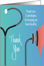 Hand Lettered Thank You to Cardiologist, with Stethoscope & Heart card