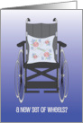 Wheelchair Congratulations A New Set of Wheels Wheelchair and Pillow card