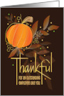 Hand Lettered Thanksgiving for Employee Pumpkin and Fall Leaves card