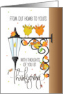 Hand Lettered Thanksgiving From our Home to Yours Birds and Light card