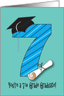 Graduation Congratulations for 7th Grader, Large 7, Hat & Diploma card