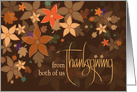Hand Lettered Thanksgiving from Both of Us, Fall Leaves & Flowers card