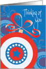 Hand Lettered Military Christmas, Large Red, White & Blue Ornament card