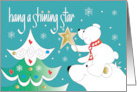 Hand Lettered Christmas Hang a Shining Star with White Polar Bears card