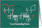 Hand Lettered Christmas for Doctor Stethoscope Heartbeat and Hearts card
