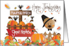 Thanksgiving Pilgrim Bear Great Nephew with Pumpkins in Pumpkin Patch card