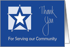 Hand Lettered Thank You for Serving our Community, with Star card