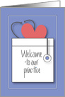 Hand Lettered Welcome To Our Practice, Heart, Pocket & Stethoscope card
