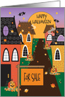 Halloween from Realtor, Fall Cottages with For Sale Sign & Pumpkins card