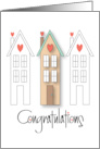 Hand Lettered Congratulations on New Job as Realtor Trio of Houses card