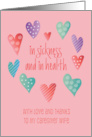 Thank you to Caregiver Wife Decorated Hearts In Sickness and In Health card