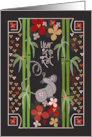 Chinese New Year with Floral Rat, Bamboo & Bright Tropical Flowers card